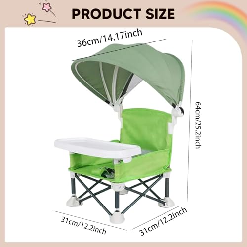 Aluminum Alloy Baby Camping Chair Portable Folding Booster Feeding Chair (Green)