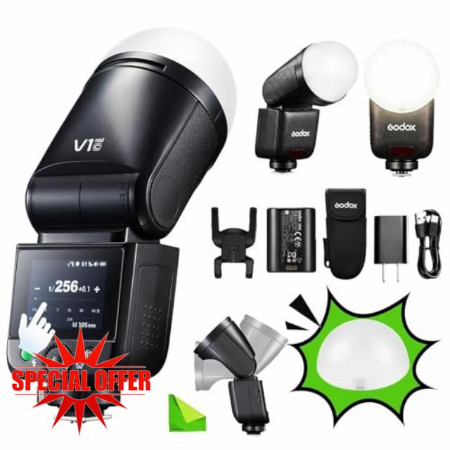 Godox V1 mid C with Diffuser Dome (Godox AK-R11) TTL Round Head Camera Flash for Canon