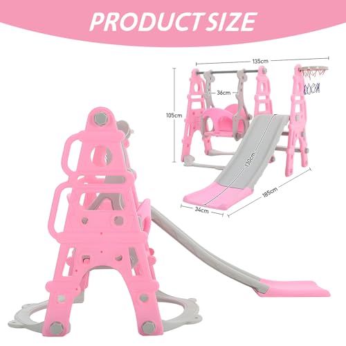 Climber & Swing Set with Basketball Hoop