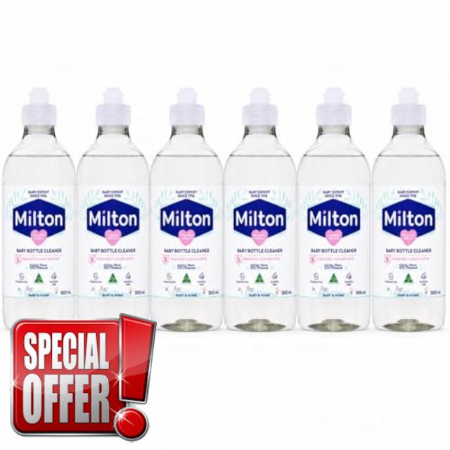 MiltonBaby Bottle Cleaner 500ml x 6│Teat White Milk Film Residue Remover Hygiene Household Desinfectant Wash for Sensitive Skin (6pack)