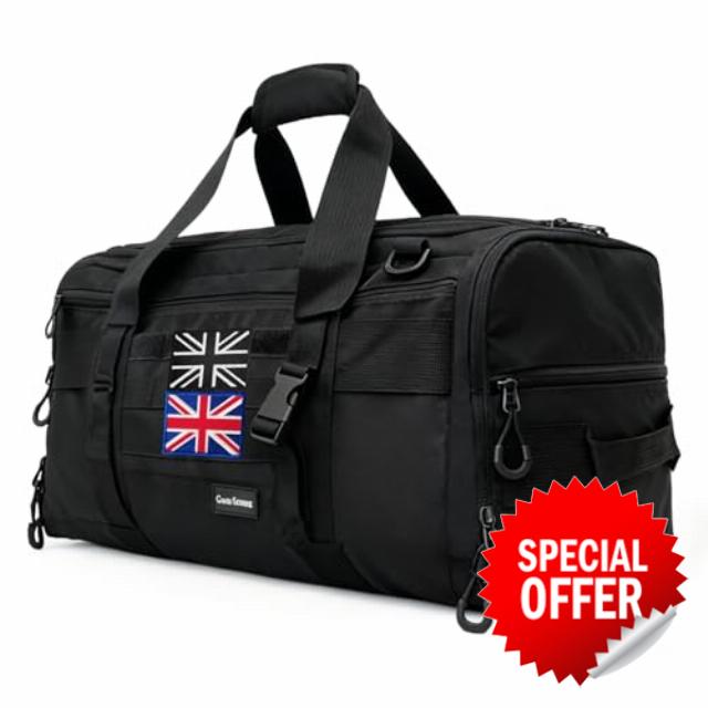 50L Gym Bag with British Flag - Tactical Holdall for Men