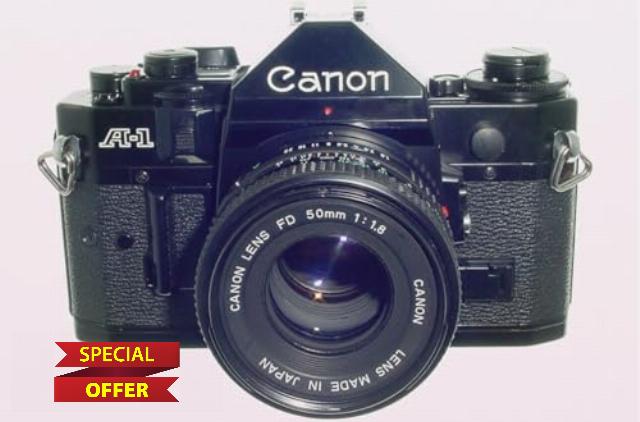 Vintage 35mm film SLR Camera compatible with Canon A-1 A1 + 50mm FD Lens