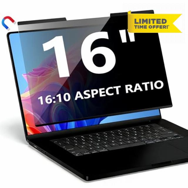 Magnetic Laptop Privacy Screen 16 Inch 16:10