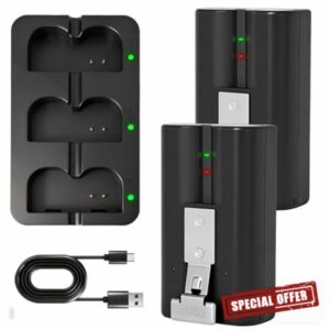 2 Pack High-Capacity Ring Doorbell Battery Lithium-Ion Rechargeable and 1 Three-Channel Charging Station
