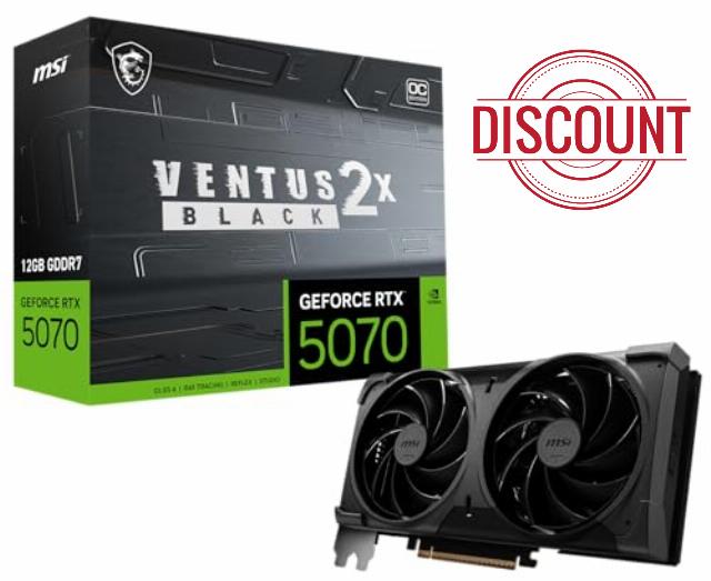 msi Gaming RTX 5070 12G Ventus 2X OC Black Graphics Card (12GB GDDR7