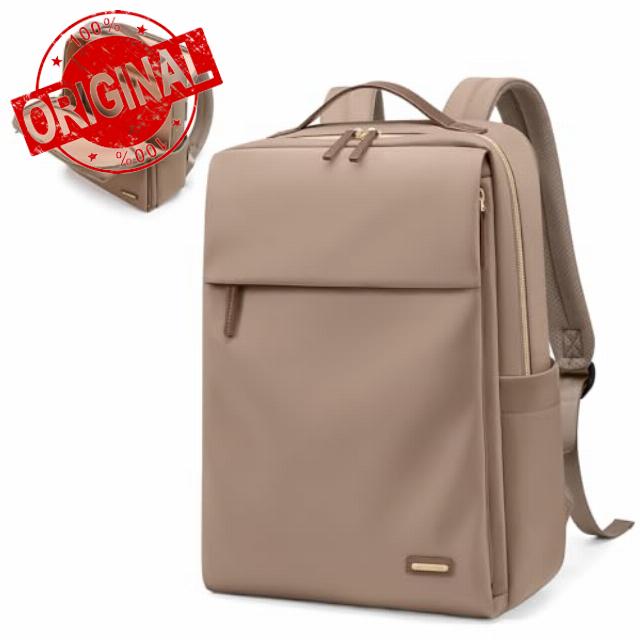 GOLF SUPAGS Travel Laptop Backpack for Women Airline Approved for Work College Travel Multi-Functional Casual Daypack Teacher Nurse Bags Fits 15.6 Inch Notebook (Champagne)