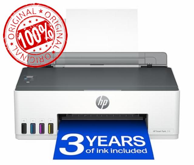 HP Smart Tank 210 Wireless Printer | Smart buttons | Low on ink sensors | Self healing Wi-Fi | Refillable | Includes up to 3 Years of Ink Wolf Essential Security