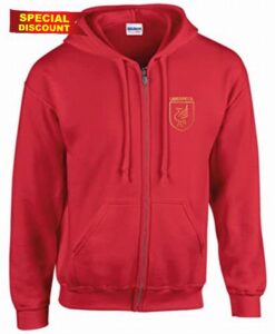 Liverpool LiverBird Crest Design ZIP HOODIE MENS RED LARGE