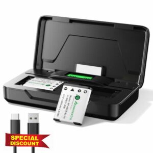 Powerextra NP-45 NP-45A NP-45B NP-45S Battery 1300mAh*2 & Dual Charger for Fujifilm INSTAX Mini 90 Fujifilm FinePix XP140 XP130 XP120 XP90 XP80 XP70 XP60 XP50 Nikon EN-EL10 Olympus LI-42B LI-40B
