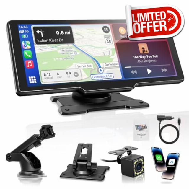 10.26" Wireless Apple CarPlay Screen with Android Auto
