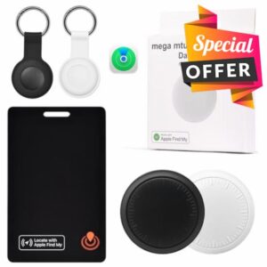 Air Tracker Tags-2 Pack and findsler tracking card Thin Bluetooth Card Tracker Works with Apple Find My App (iOS Only) Wallet & Luggage Locator for Keys Backpack Suitcases