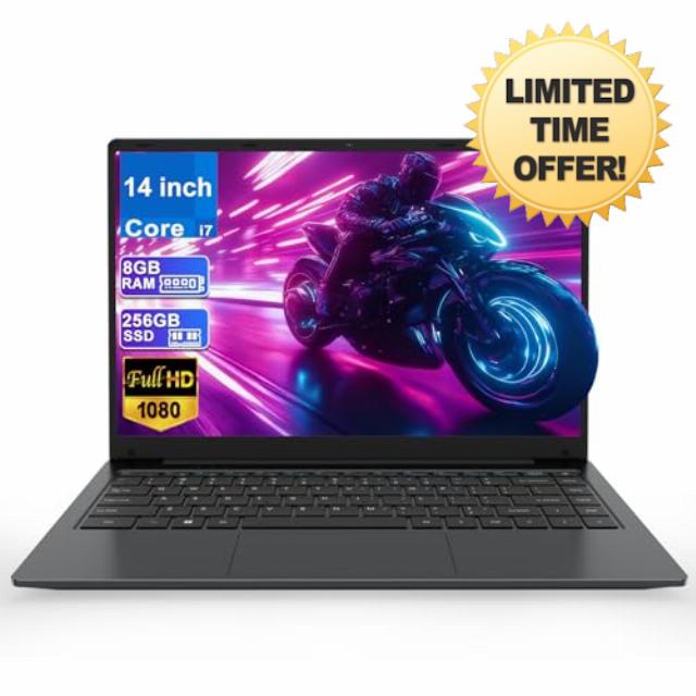 LEEDOW 14 Inch Laptop Computer 8GB RAM 256GB SSD Core i7 Dual Core