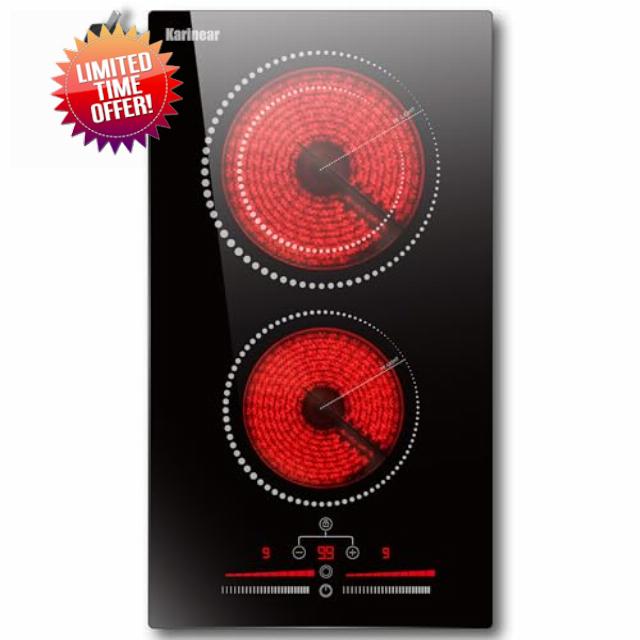 Karinear Ceramic Hob 2 Ring Electric Hob 2800W