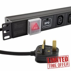 kenable PDU Power Distribution Unit 6 Way C13 Sockets UK Plug Horizontal with Surge Protection 3m