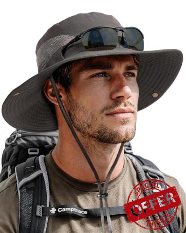 Sun Hats for Men Breathable UPF 80+ Wide Brim Bucket Hat