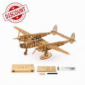 Quolefly P38 Lightning 3D Wooden Model Kit for Adults