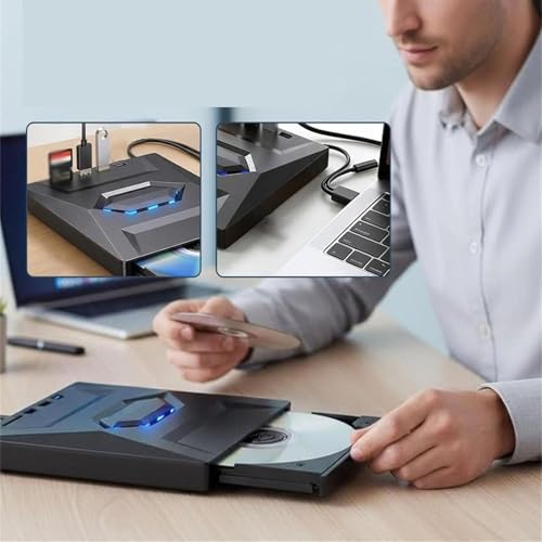 USB C 3.0 Type-C Portable BD/DVD/CD Burner Writer Reader with 3 USB Ports Hub & SD/TF Card Reader