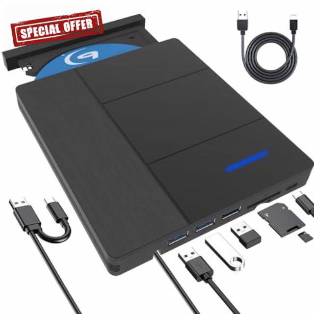 8 in1 External Blu-ray Drive with USB 3.0 Type-C