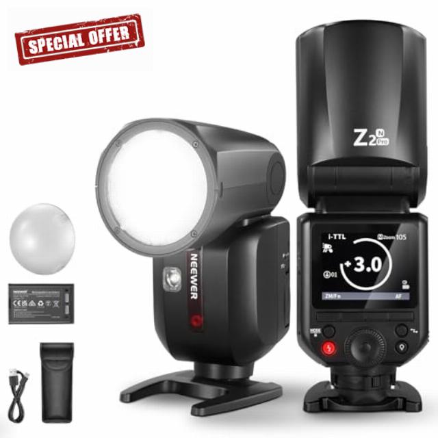 NEEWER Z2PRO-N 2.4G TTL Round Head Flash Speedlite Compatible with Nikon Camera