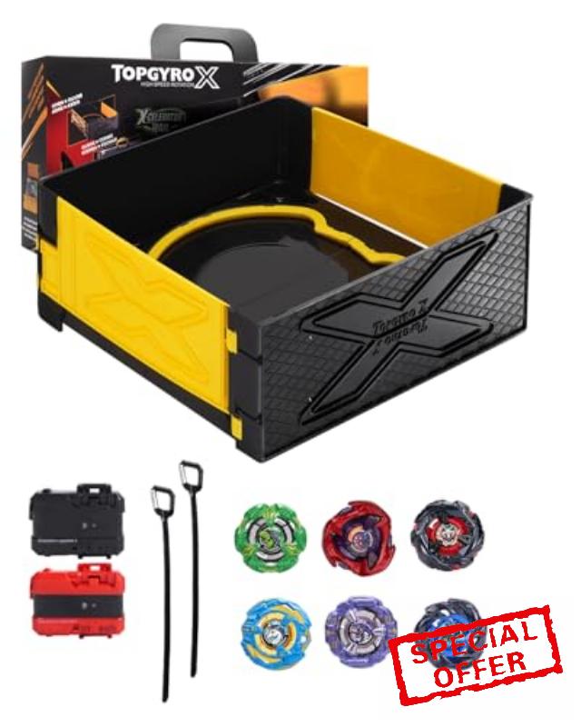 Foldable X Stadium | Portable Battle Arena with 6 Spinning Tops