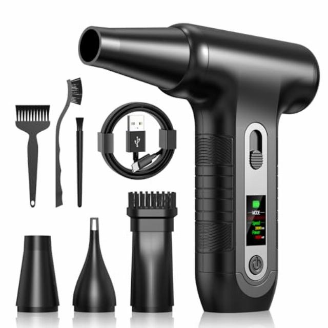 Electric Dust Blower 200000 RPM with HD Display - Air Duster Mini Blower for PC Cleaning with LED Light