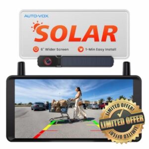 AUTO-VOX Solar Wireless Reversing Camera kit with 6 Inch 1080P Monitor | No Drilling 1-Min Quick Install