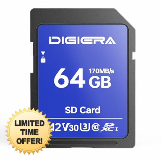 DIGIERA 64GB LS100 SDXC UHS-I Memory Card - up to 170MB/s