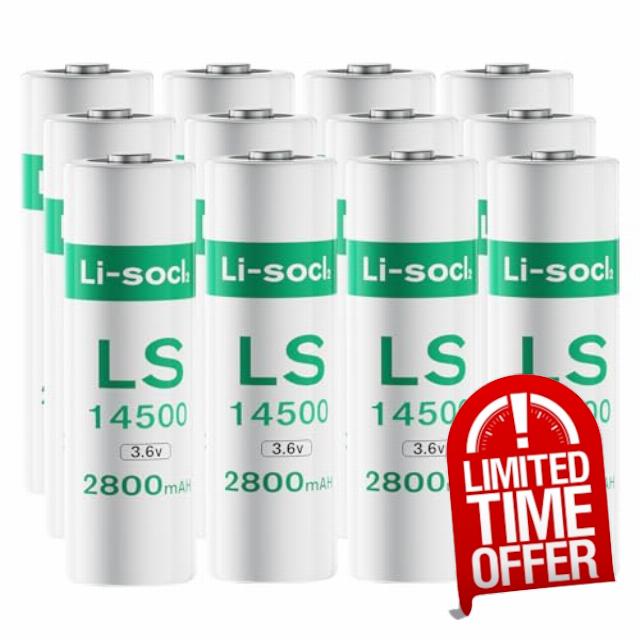 12 Pack 2800mAh LS14500 ER14505 batteries