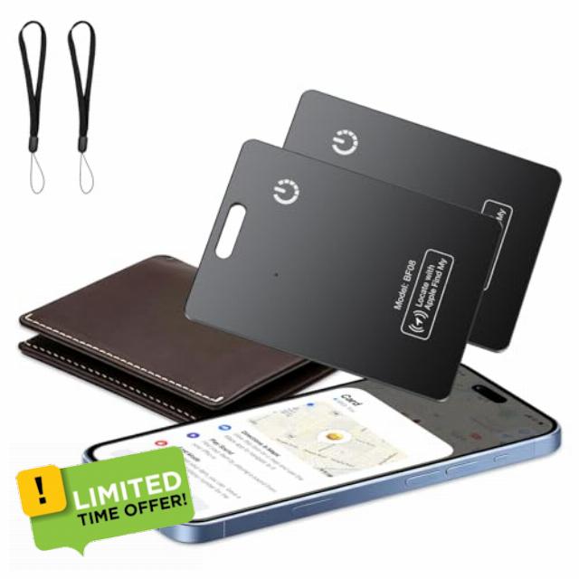 2 Pack Wallet Tracker Card [Apple MFi Certified] Air Tracker Tag (iOS only)
