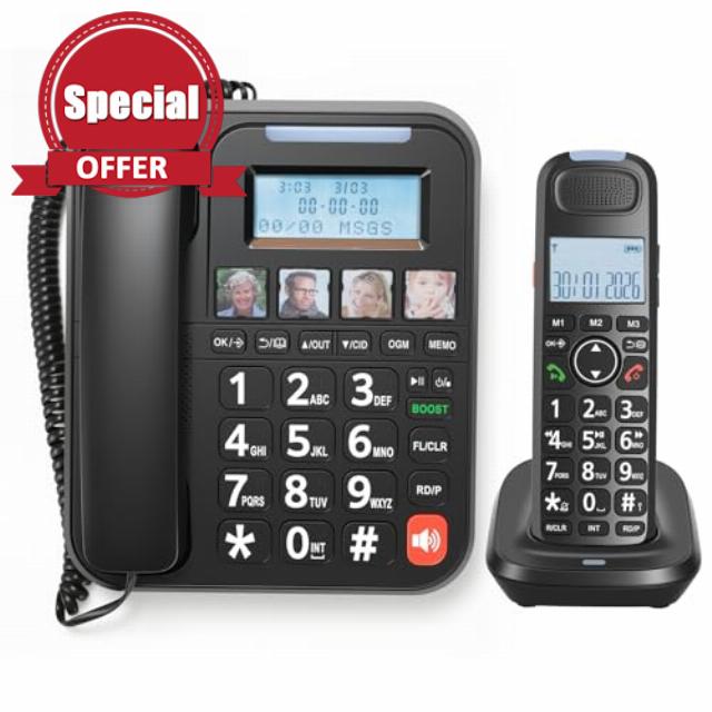 ORNIN D2015E Expandable Corded/Cordless Phone System with Answering Machine