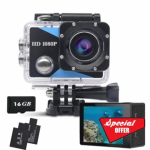 Waterproof Action Camera 1080P HD Sports Cam with 2" LCD Screen | 30m diving case