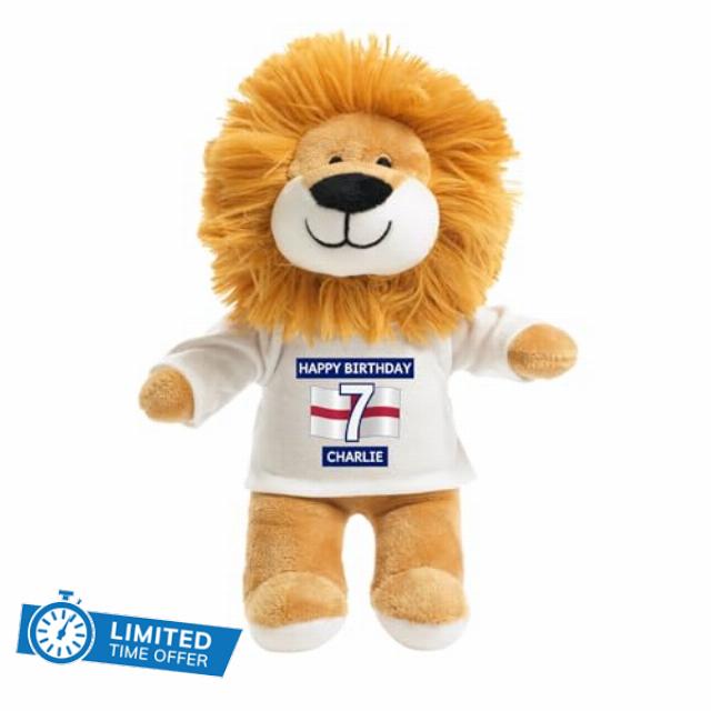 Personalised England Football Birthday Lion Teddy Bear Gift | Custom Name & Age Plush Keepsake for Boys Girls Kids Football Fans