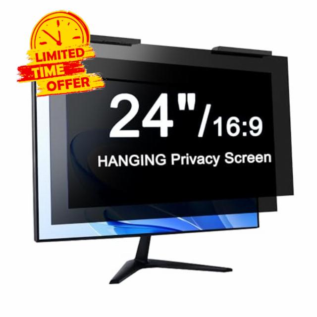 2 Pack Hanging Computer Privacy Screen Filter for 24 Inch 16:9 Aspect Ratio (547 x 320 mm) Monitor