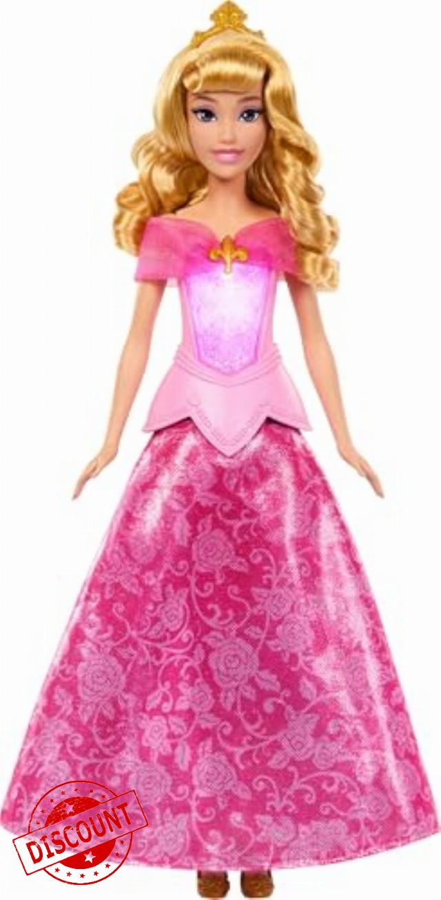 Mattel Disney Princess Aurora Fashion Doll with Pink to Blue Transforming Dress and Light-Up Bodice