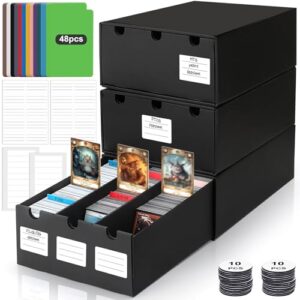 9000+ Cardboard Card Storage Box with 48 Card Dividers&Label&Tapes