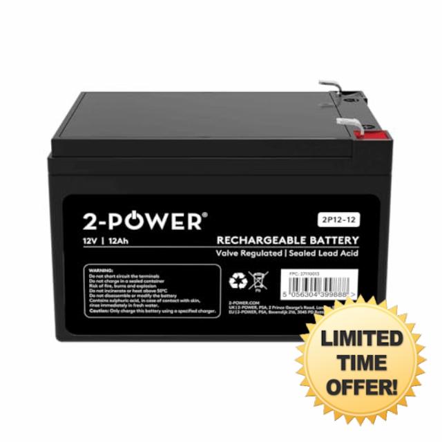 2-Power 12V 12Ah SLA Battery Sealed Lead Acid Rechargeable Battery Alarms Lighting UPS Scooter Replaces RBC4