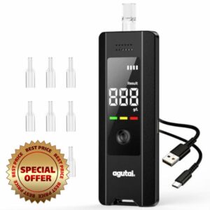 Breathalysers Alcohol Breathalyzer Tester UK : Portable Breath Alcohol Testing Kits with Digital LCD Display - Professional Dual Sensor Breathalyser USB C Rechargeable Home Personal Professional Use