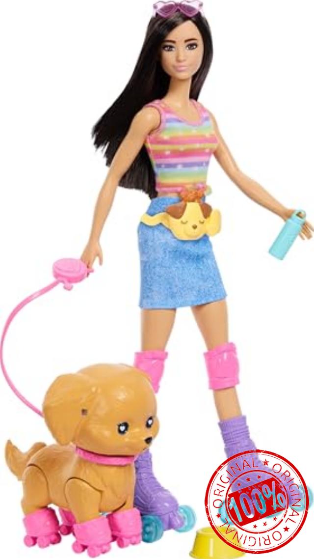 Barbie Pets Skate and Run Brunette Doll with Skating Puppy