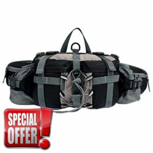 Outdoor Fanny Pack Hiking Waist Bag with Water Bottle Holder for Motorcycling Hiking Traveling Black Belt Bag