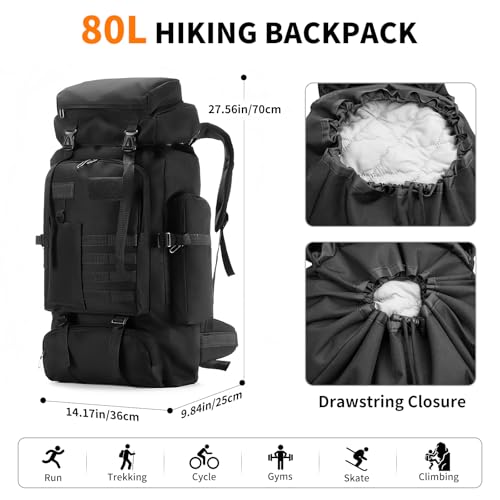 Molle Rucksacks Climbing Backpack for Hunting Rucksack (Black)