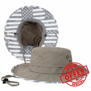 TOP-EX UVCoolix™ Mens Sun Hat Waterproof Gardening Fishing Bucket Hat UPF 50+ UV Protection Wide Brim Safari Boonie Cap