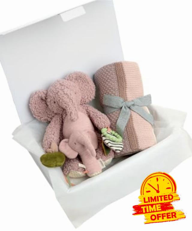 Mamas & Papas Pink Blanket & Elephant Gift Box