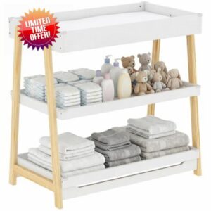 AIYAPLAY Baby Changing Table with 2 Storage Shelves