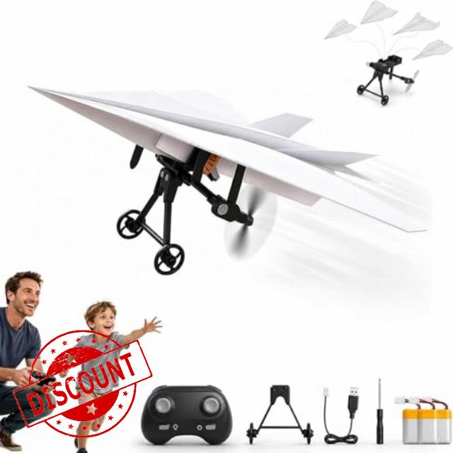 Power-Up Rc Paper Airplane Kit with Gyro Stabilizer – DIY Electric Remote Control Plane with Dual Propellers