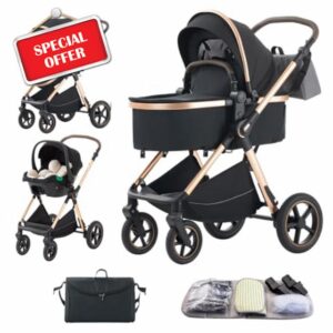 BEBBY Stroller 3-in-1 Baby 3 in 1 with Seat with Foldable Aluminium Frame