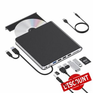 External CD DVD Drive for Laptop USB 3.0 USB C CD Drive External DVD Drive Portable CD ROM Burner Reader Writer Drive External DVD Player for Laptop Desktop PC Windows 11/10/8/7 MacBook Mac OS Linux
