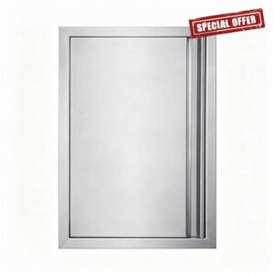 JIE JIN Outdoor Kitchen Door 17" W X 24" H Single Doors BBQ Access Door BBQ Island Door 304 Brushed Stainless Steel Flush Mount Door for Outdoor Kitchen BBQ Island Outdoor Cabinet Doors