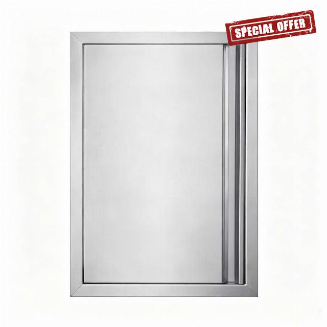 JIE JIN Outdoor Kitchen Door 17" W X 24" H Single Doors BBQ Access Door BBQ Island Door 304 Brushed Stainless Steel Flush Mount Door for Outdoor Kitchen BBQ Island Outdoor Cabinet Doors