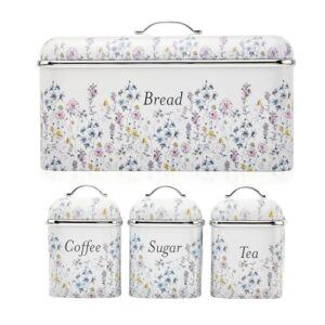 Stainless Steel and Set of 3 Canisters With Hand Applied Wild Meadow Print VQBB66CLAWMUK / VQBB25LAWMUK