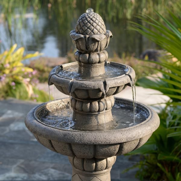 Light Grey Stone-Effect Finish and Gentle Flowing Water 99cm Tall